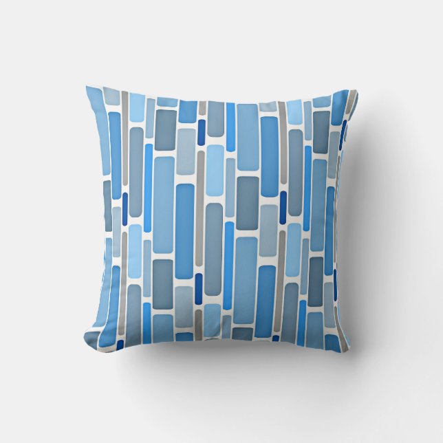 Pastel Blue and Grey Pattern Cushion (Front)
