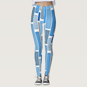Pastel Blue and Grey Pattern Leggings