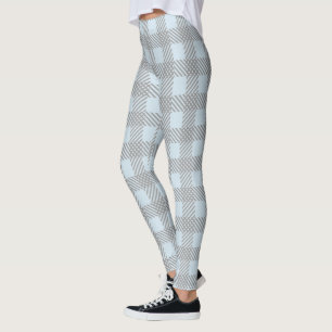 Pastel Blue and Grey Plaid Leggings