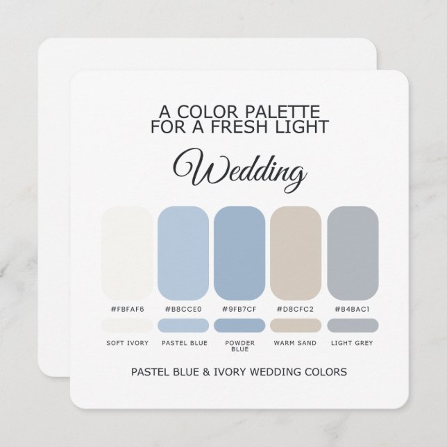 Pastel Blue and Ivory Wedding Color Palette Card (Front/Back)