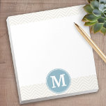 Pastel Blue and Linen Chevrons Custom Monograms Notepad<br><div class="desc">A trendy,  geometric pattern in neutral,  subtle colours.</div>