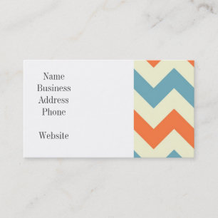 Pastel Blue and Orange Chevron Stripes Business Card