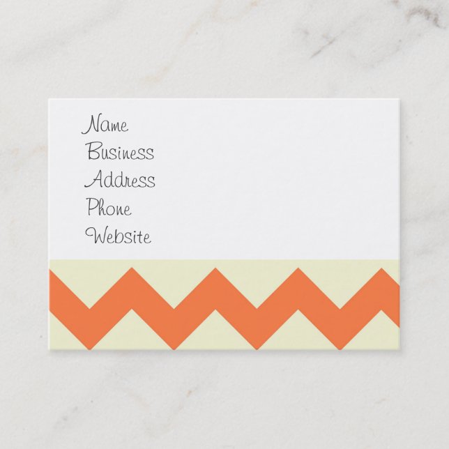 Pastel Blue and Orange Chevron Stripes Business Card (Front)