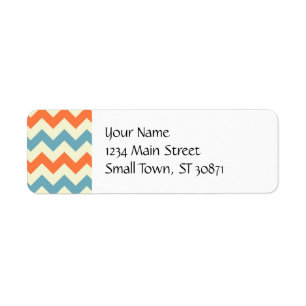 Pastel Blue and Orange Chevron Stripes Zig Zags