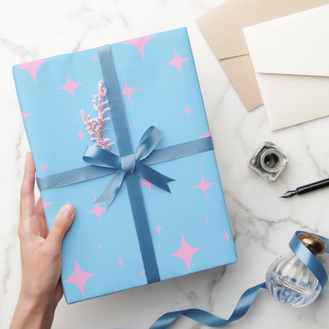 Pastel Blue and Pink Simple Minimalistic  Wrapping Paper (Gifting)