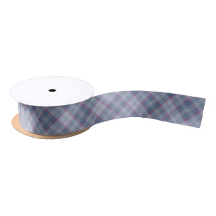Pastel Blue and Pink Tartan Satin Ribbon