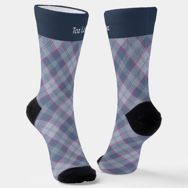 Pastel Blue and Pink Tartan Socks (Angled)