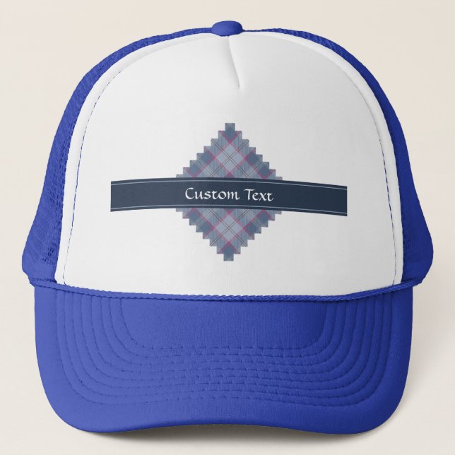 Pastel Blue and Pink Tartan Trucker Hat (Front)