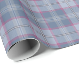 Pastel Blue and Pink Tartan Wrapping Paper