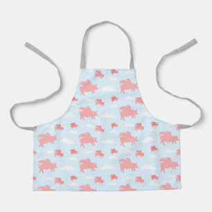 Pastel Blue and Pink Whimsical Flying Pigs  Apron