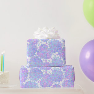 Pastel Blue and Purple Hydrangea Petal Pattern Wrapping Paper