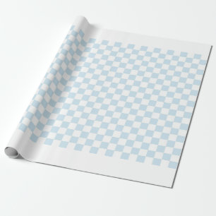 Pastel Blue and White Checkerboard Wrapping Paper