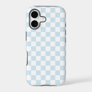 Pastel Blue and White Chequerboard