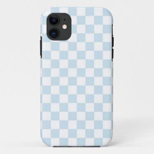 Pastel Blue and White Chequerboard iPhone 11 Case