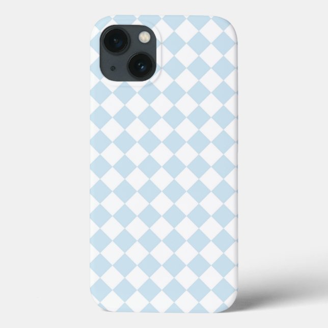 Pastel Blue and White Chequerboard Case-Mate iPhone Case (Back)