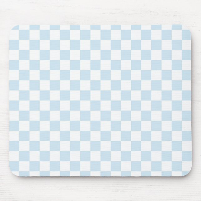 Pastel Blue and White Chequerboard Mouse Mat (Front)