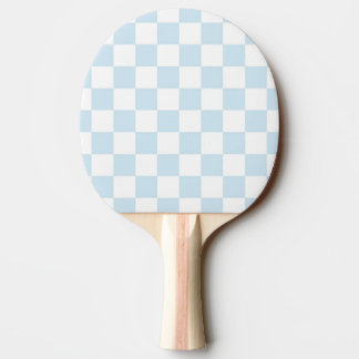 Pastel Blue and White Chequerboard Ping Pong Paddle