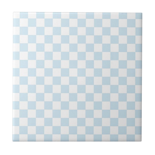 Pastel Blue and White Chequerboard Tile (Front)