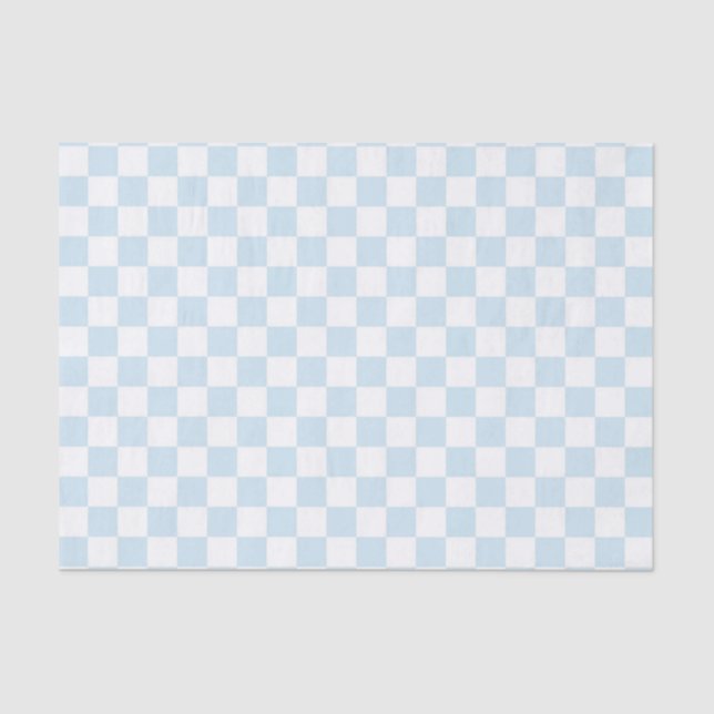 Pastel Blue and White Chequerboard Tissue Paper (Front)