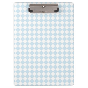 Pastel Blue and White Diamond Chequered Pattern Clipboard