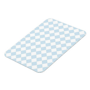 Pastel Blue and White Diamond Chequered Pattern Magnet