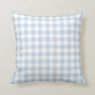 Pastel Blue and White Gingham Pattern Cushion