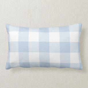Pastel Blue and White Gingham Pattern Lumbar Cushion