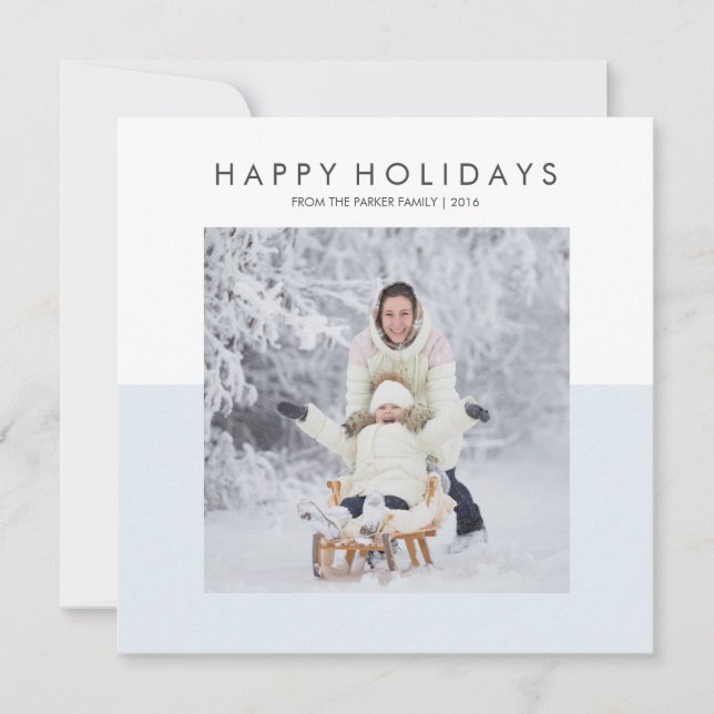Pastel Blue and White Modern Holidays | Photo Holiday Card (Front)