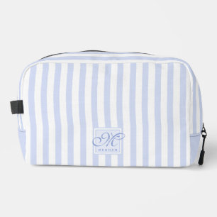 Pastel blue and White Stripes - Monogrammed Dopp Kit