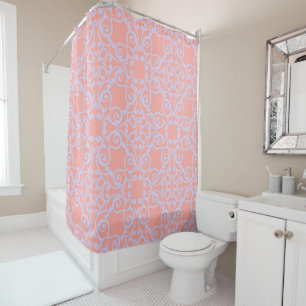 PASTEL BLUE APRICOT ABSTRACT ELEGANT PATTERN SHOWER CURTAIN
