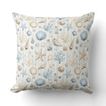 PASTEL BLUE & BEIGE TROPICAL SEASHELLS