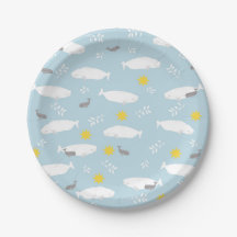 Pastel Blue Beluga Whale Pattern 
