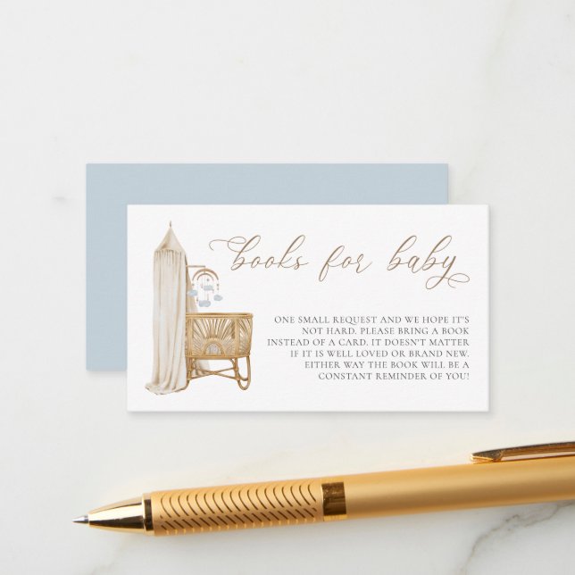 Pastel Blue Boho Baby Brunch Books For Baby Enclosure Card (Front/Back In Situ)