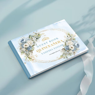 Pastel Blue Boho Guest Book for Sweet 15 Party