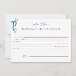 Pastel Blue Bow Baby Shower Advice for the parents Holiday Card
