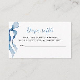 Pastel Blue Bow Baby Shower Diaper Raffle  Enclosure Card