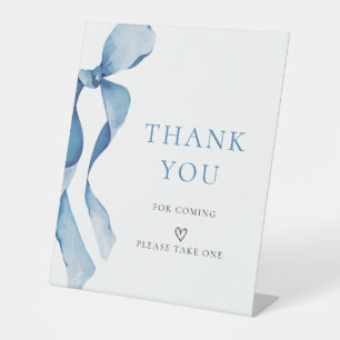Pastel Blue Bow Baby Shower Thank you  Pedestal Sign