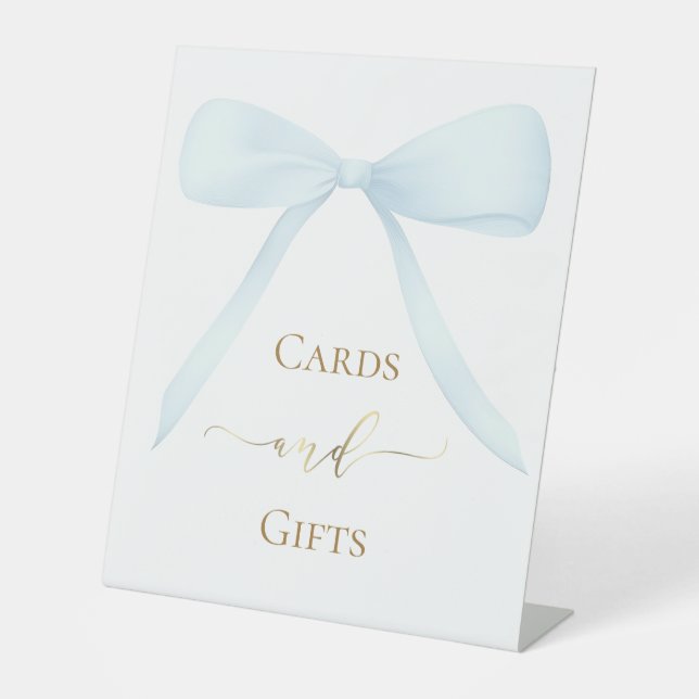 pastel blue bow cards sign (Front)