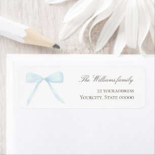 pastel blue bow label