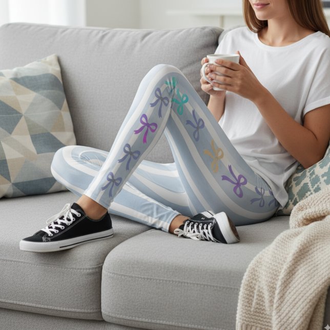 Pastel Blue Bows and Ribbons Cottage Leggings (Creator Uploaded)