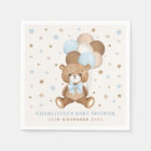 Pastel Blue Brown Teddy Bear Balloons Baby Shower