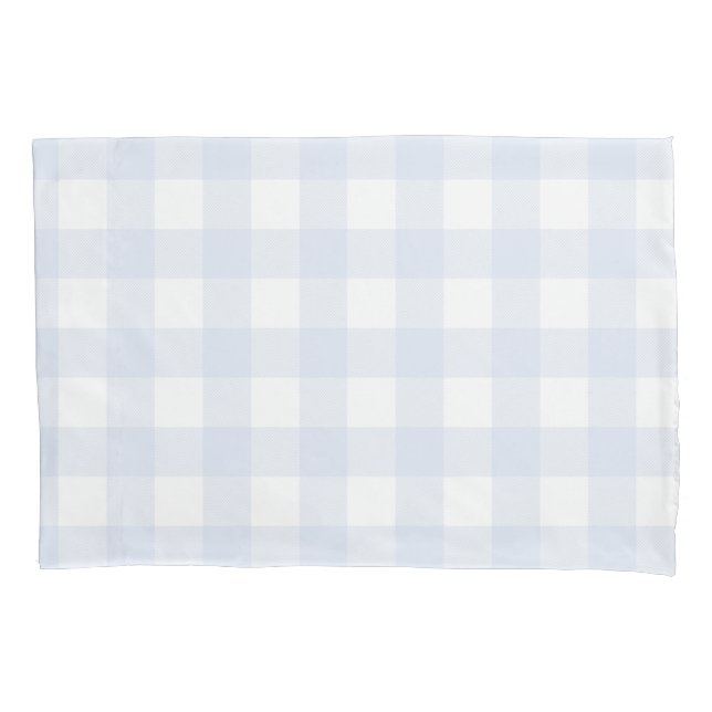Pastel Blue Buffalo Check Rustic Pillowcase (Front)