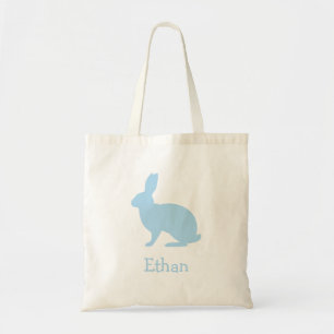 Pastel Blue Bunny Silhouette With Name Easter Tote Bag