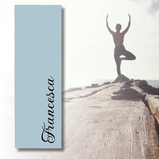 Pastel Blue Calligraphy Name | Stylish Simple Yoga Mat (Creator Uploaded)