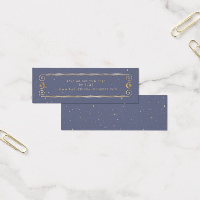 Pastel Blue Celestial Gold Wedding Website Card (Office)