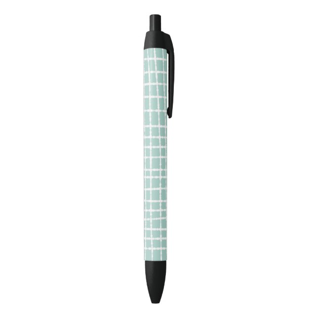 Pastel Blue Check Pattern Smooth and Stylish Black Ink Pen (Bottom (Vertical))