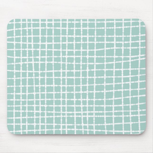 Pastel Blue Check Pattern Soft and Modern Mouse Mat (Front)