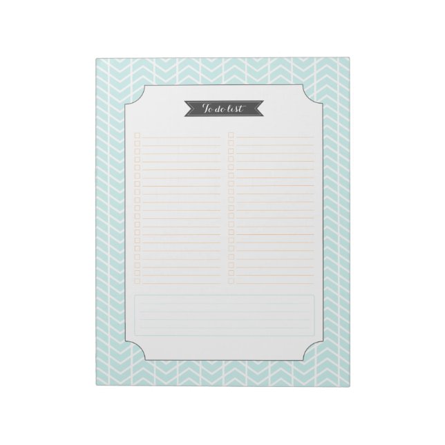 Pastel Blue Chevron - To Do List Notepad (Rotated)