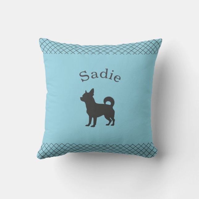 Pastel Blue Chihuahua Personalised Matching Cushion (Back)
