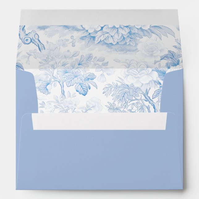 Pastel blue chinoiserie wedding card Envelope (Back (Bottom))